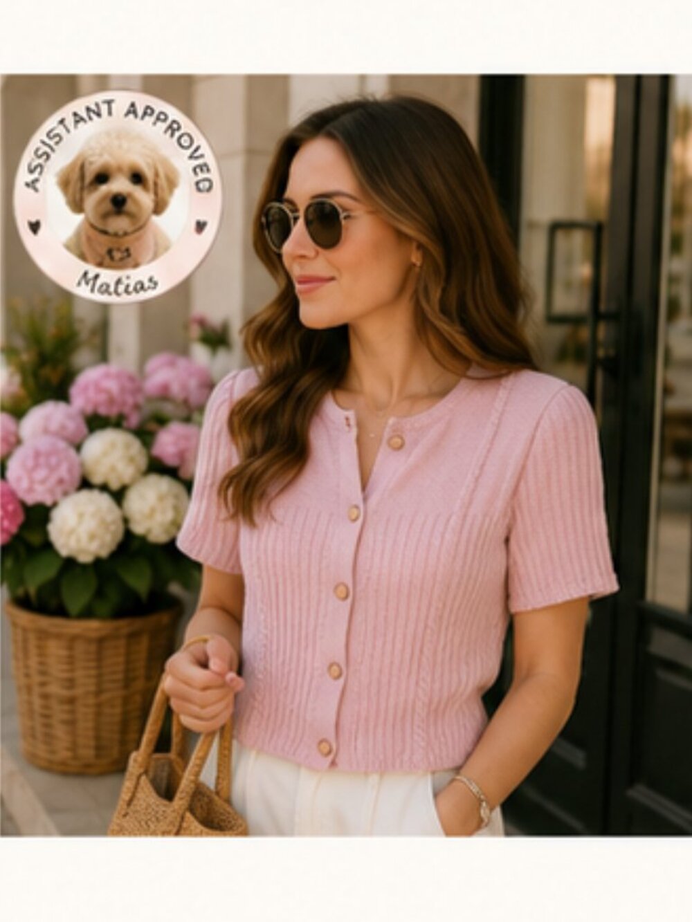 Mita Soft Pink Knit Cardigan Sweater USA Made Cottagecore Coquette Top M